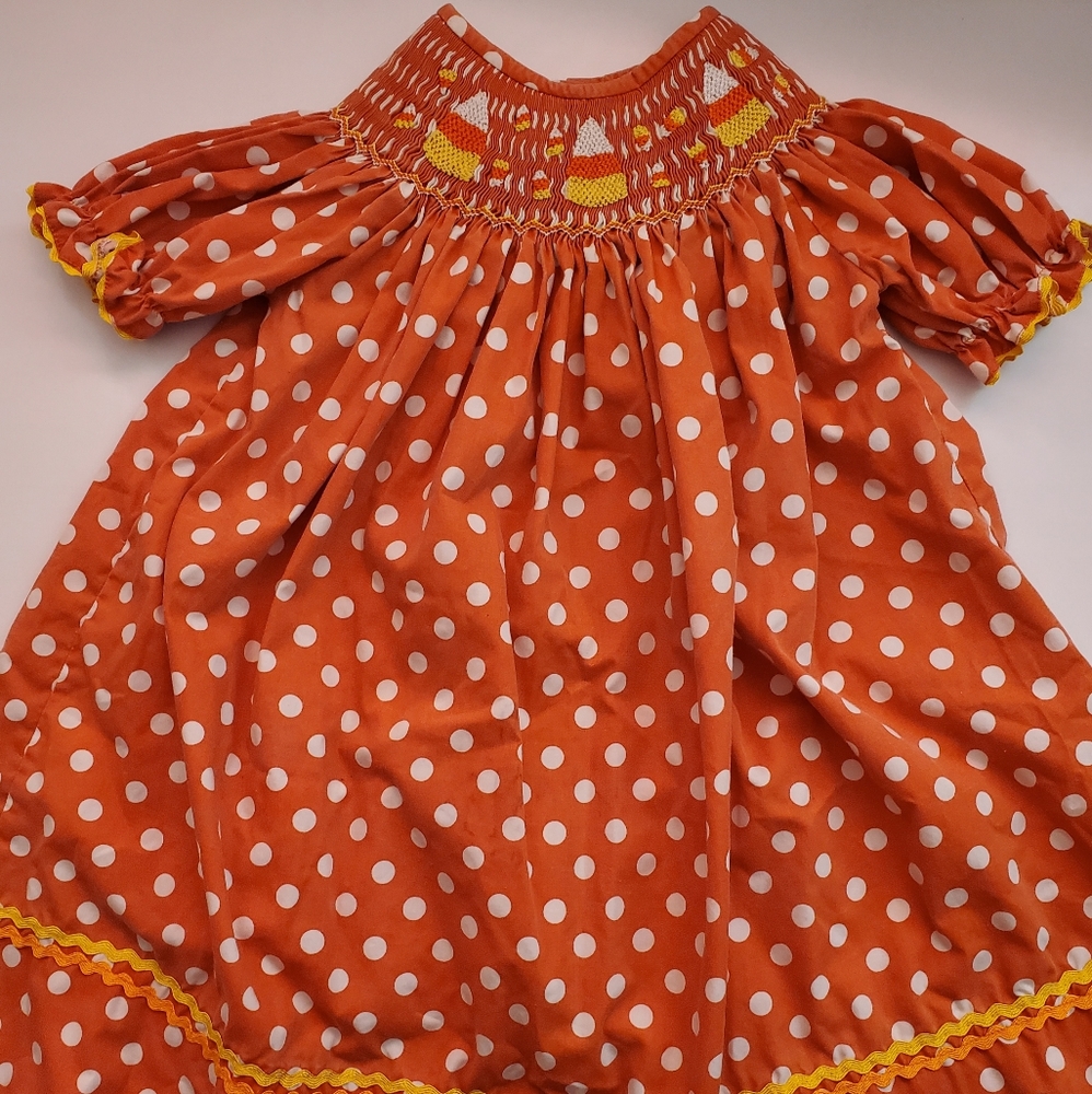 Smocked candy corn Halloween/ fall dress